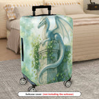1-Piece Dragon Fantasy Art Mythical Green Nature Ivy  Suitcase Luggage Cover, Stretch Protective Sleeve