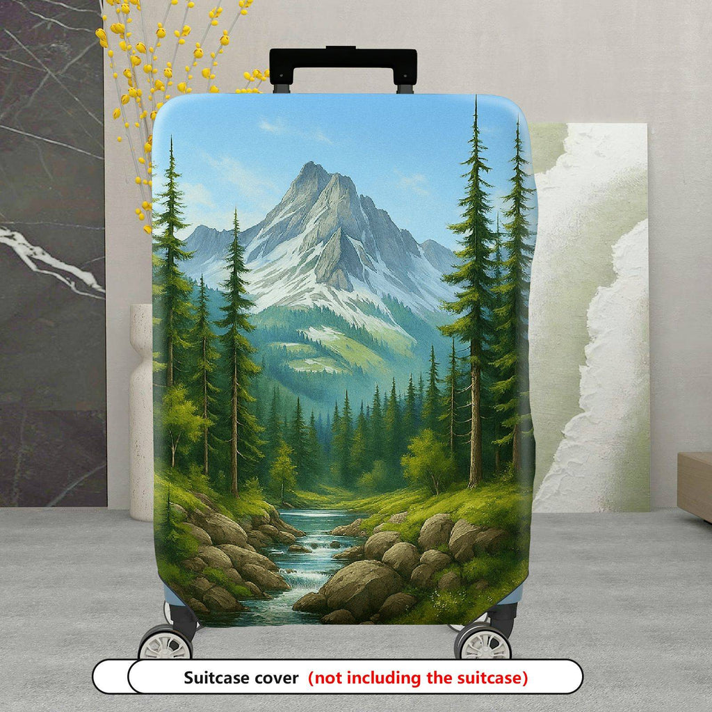 1-Piece Forest Mountain Stream Natural Scenery Landscape Art  Suitcase Luggage Cover, Stretch Protective Sleeve