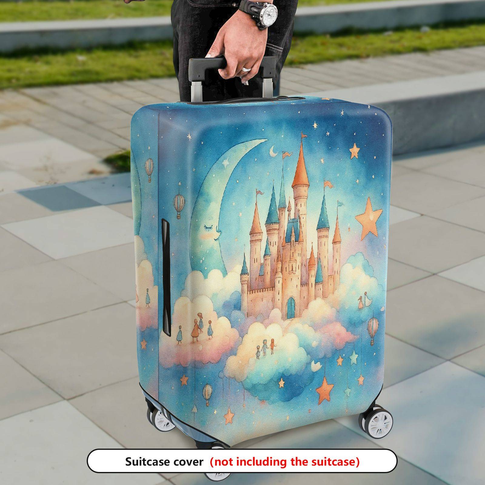1-Piece Castle Moon Sky Star Cloud  Suitcase Luggage Cover, Stretch Protective Sleeve