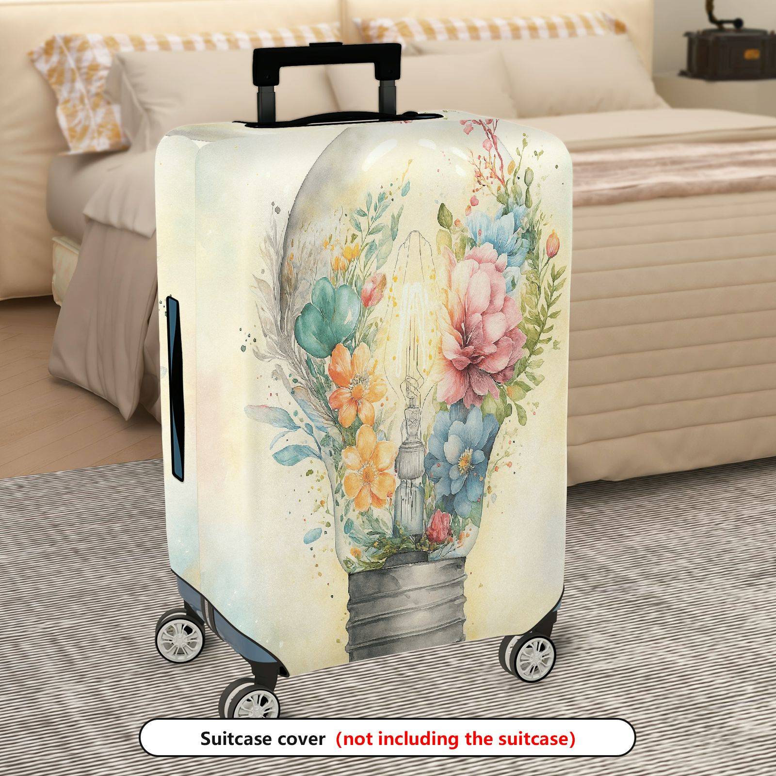 1-Piece Floral  Bulb Painting Artistic Abstract Watercolor  Suitcase Luggage Cover, Stretch Protective Sleeve