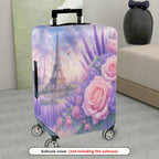 1-Piece Eiffel Tower Rose Flower Paris Travel Europe  Suitcase Luggage Cover, Stretch Protective Sleeve
