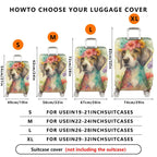 1-Piece Floral Dog Art Watercolor Colorful Artistic  Suitcase Luggage Cover, Stretch Protective Sleeve
