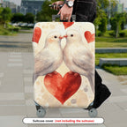 1-Piece Love Bird Heart Romantic Valentine Couples  Suitcase Luggage Cover, Stretch Protective Sleeve