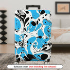 1-Piece Abstract Blue Black White Swirl Artistic Luggage  Suitcase Luggage Cover, Stretch Protective Sleeve