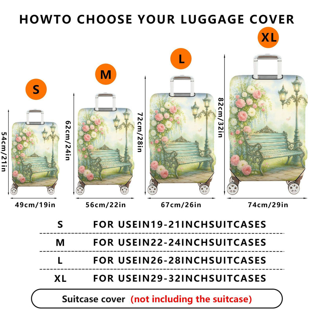 1-Piece Floral Romantic Pastoral Artistic Colorful  Suitcase Luggage Cover, Stretch Protective Sleeve