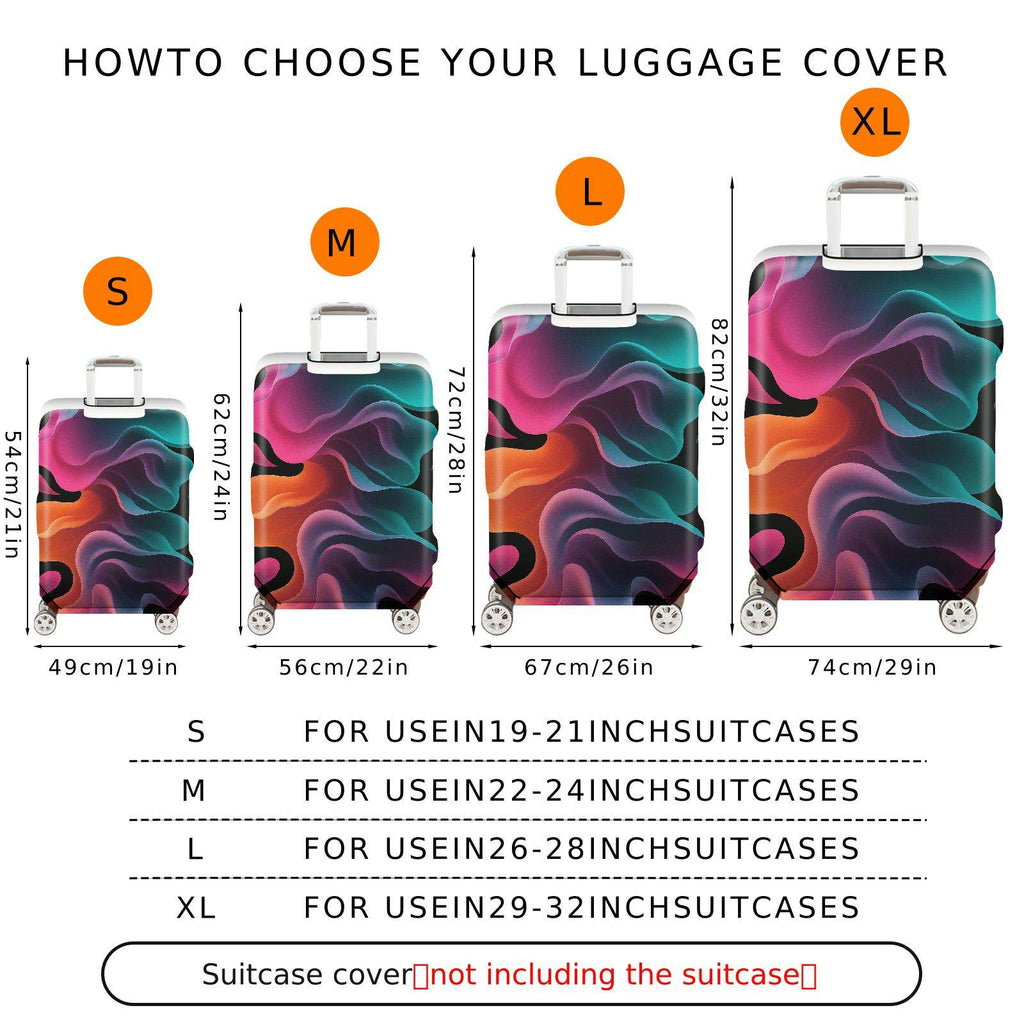 1-Piece Abstract Colorful Fluid Wave Pattern  Suitcase Luggage Cover, Stretch Protective Sleeve