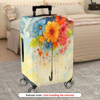 1-Piece Floral Umbrella Watercolor Art Colorful  Suitcase Luggage Cover, Stretch Protective Sleeve