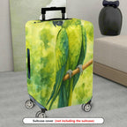 1-Piece Green Parrot Leaf Tree Artistic Nature  Suitcase Luggage Cover, Stretch Protective Sleeve