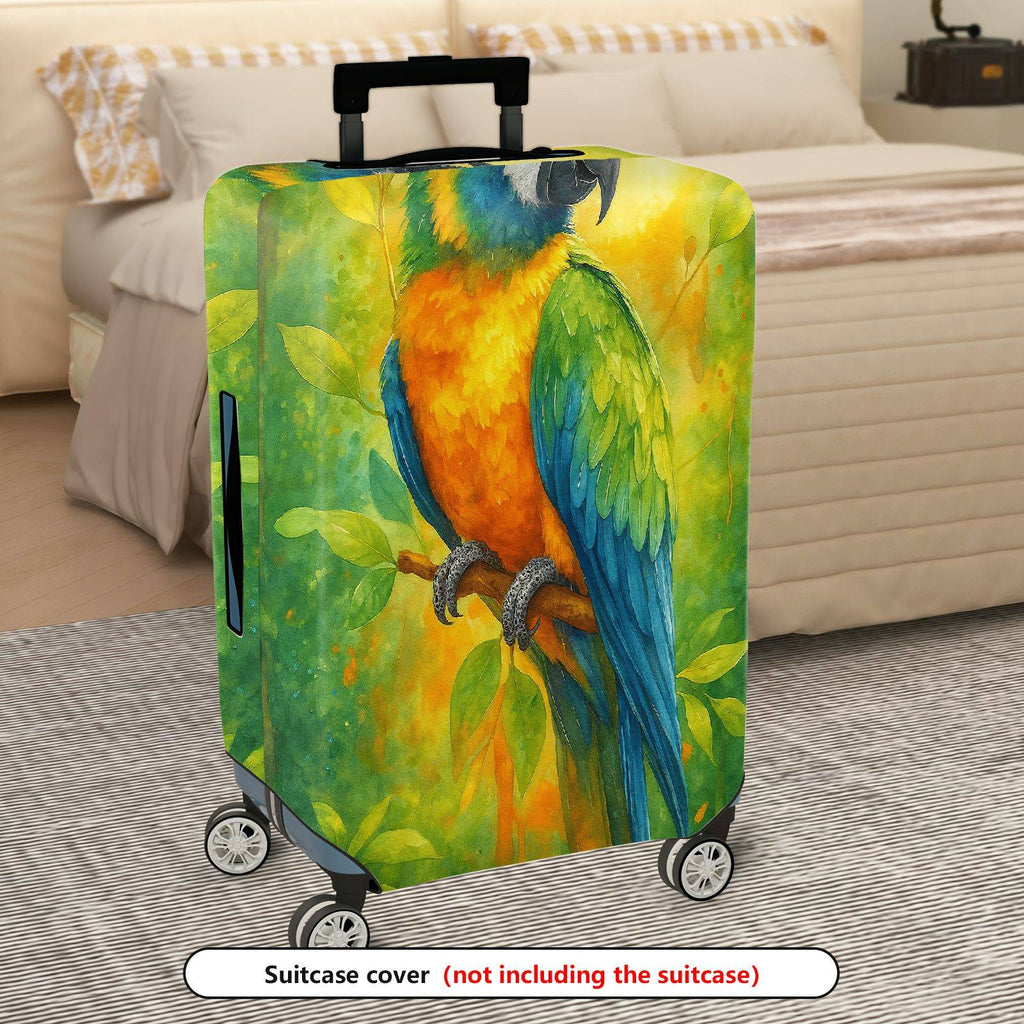 1-Piece Vibrant Parrot Nature Colorful Art Tropical Floral  Suitcase Luggage Cover, Stretch Protective Sleeve