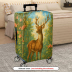 1-Piece Deer Flowers Forest Nature Scenic  Suitcase Luggage Cover, Stretch Protective Sleeve