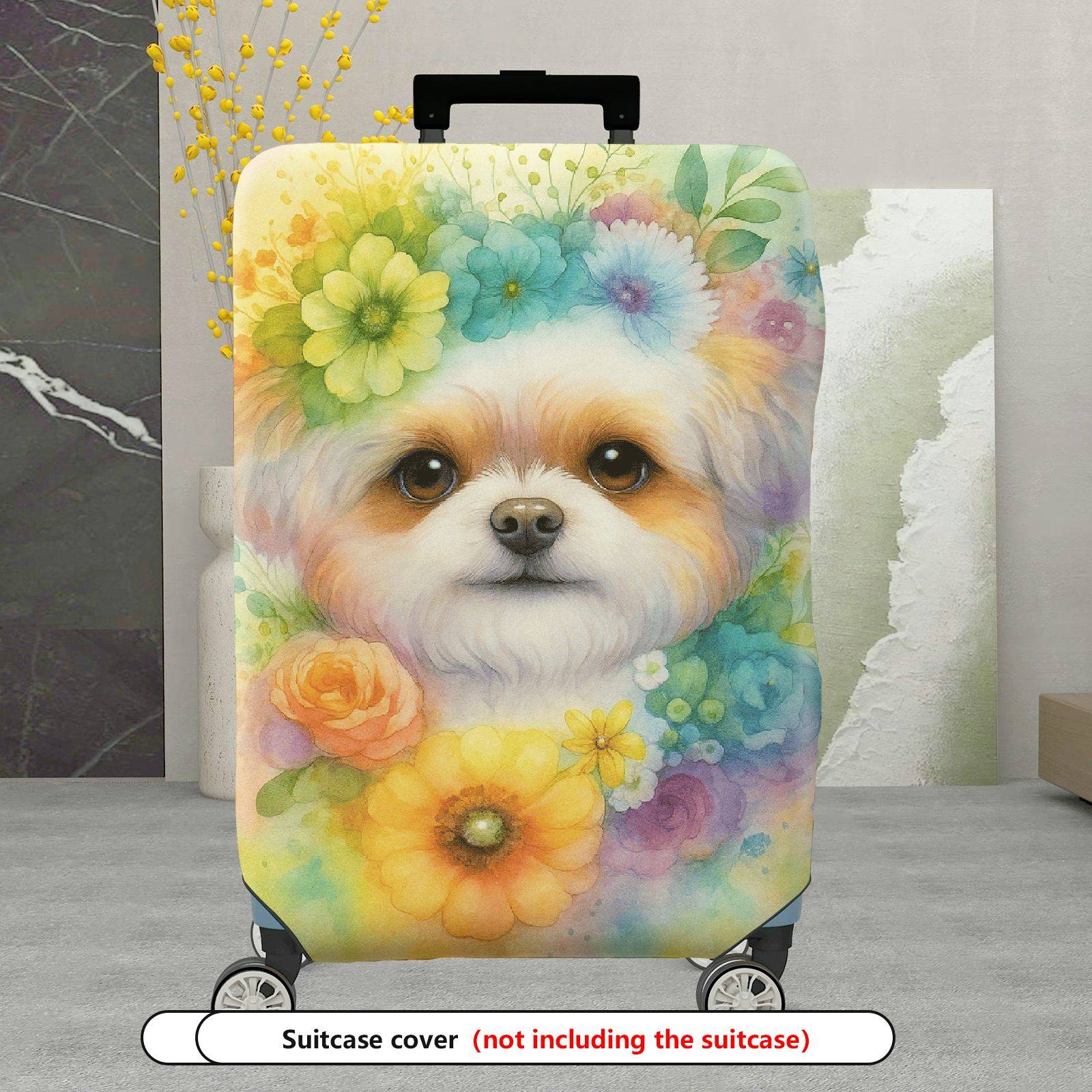 1-Piece Colorful Floral Artistic Vibrant Blooming Elegant  Suitcase Luggage Cover, Stretch Protective Sleeve