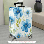 1-Piece Blue Floral Leaf Pattern Travel Decorative Protective  Suitcase Luggage Cover, Stretch Protective Sleeve