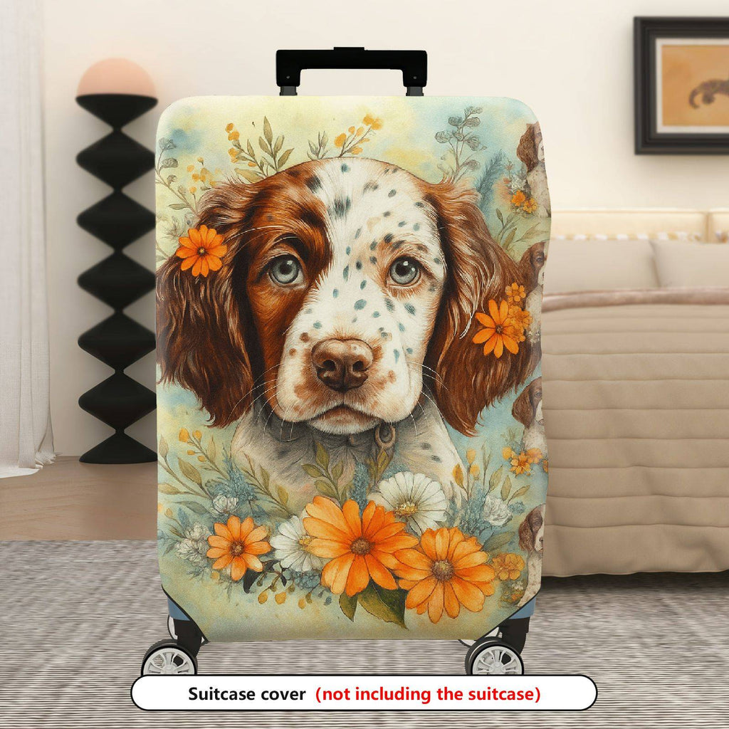 1-Piece Dog Floral Artistic Luggage Travel Design  Suitcase Luggage Cover, Stretch Protective Sleeve