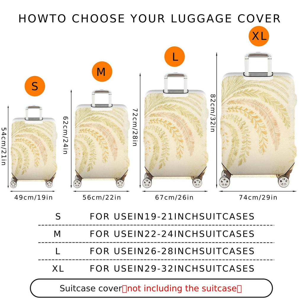 1-Piece Abstract Elegant Botanical Beige Floral  Suitcase Luggage Cover, Stretch Protective Sleeve