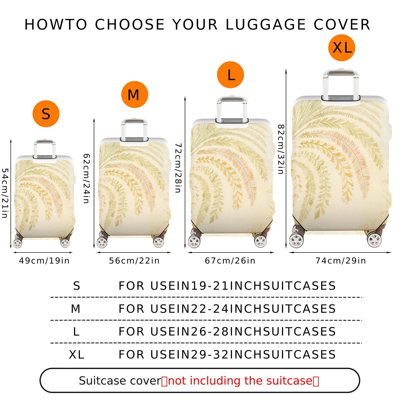 1-Piece Abstract Elegant Botanical Beige Floral  Suitcase Luggage Cover, Stretch Protective Sleeve