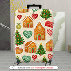 1-Piece Gingerbread House Christmas Tree Heart Ornament Gift  Suitcase Luggage Cover, Stretch Protective Sleeve