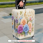 1-Piece Floral Music Notes Colorful Roses Abstract Artistic  Suitcase Luggage Cover, Stretch Protective Sleeve