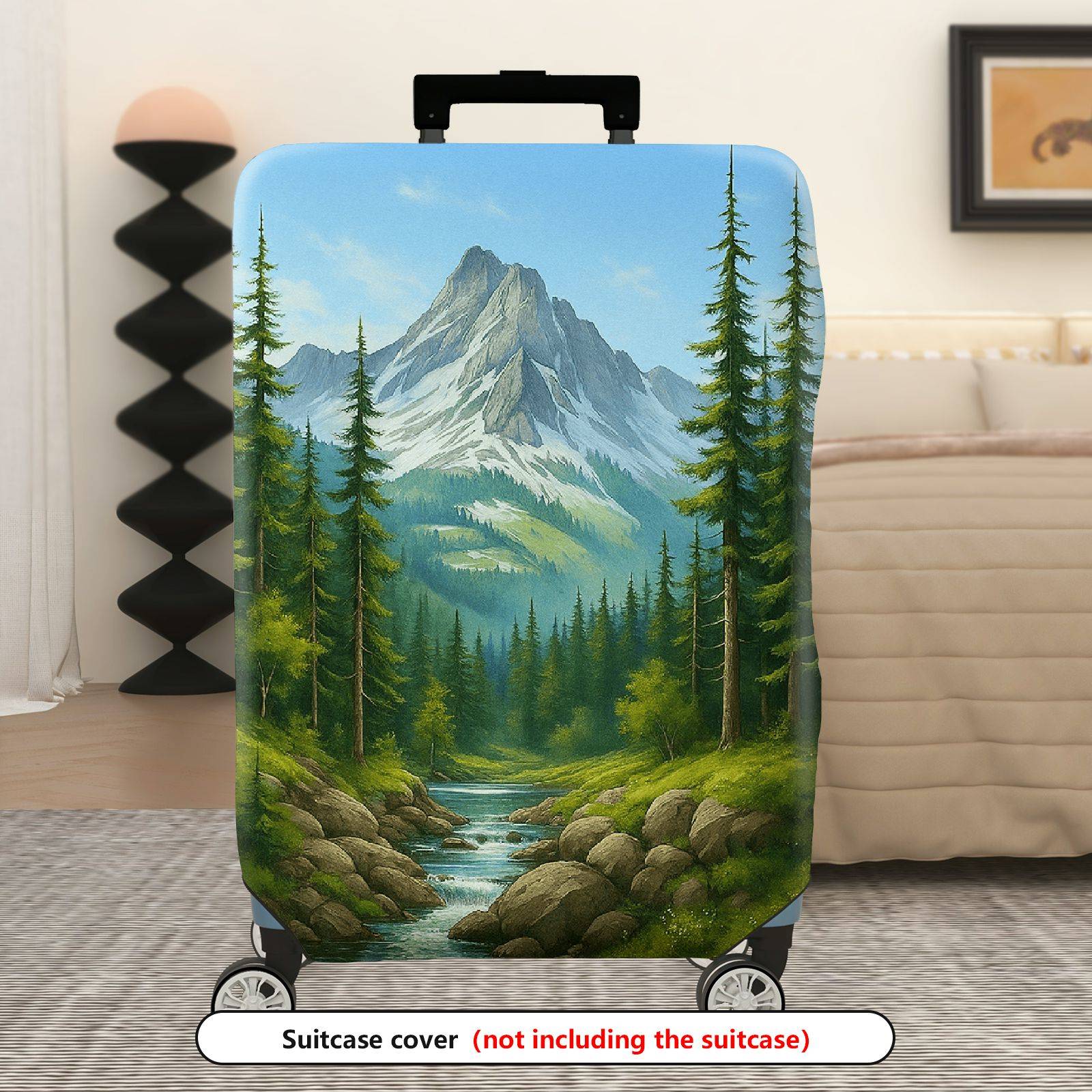 1-Piece Forest Mountain Stream Natural Scenery Landscape Art  Suitcase Luggage Cover, Stretch Protective Sleeve