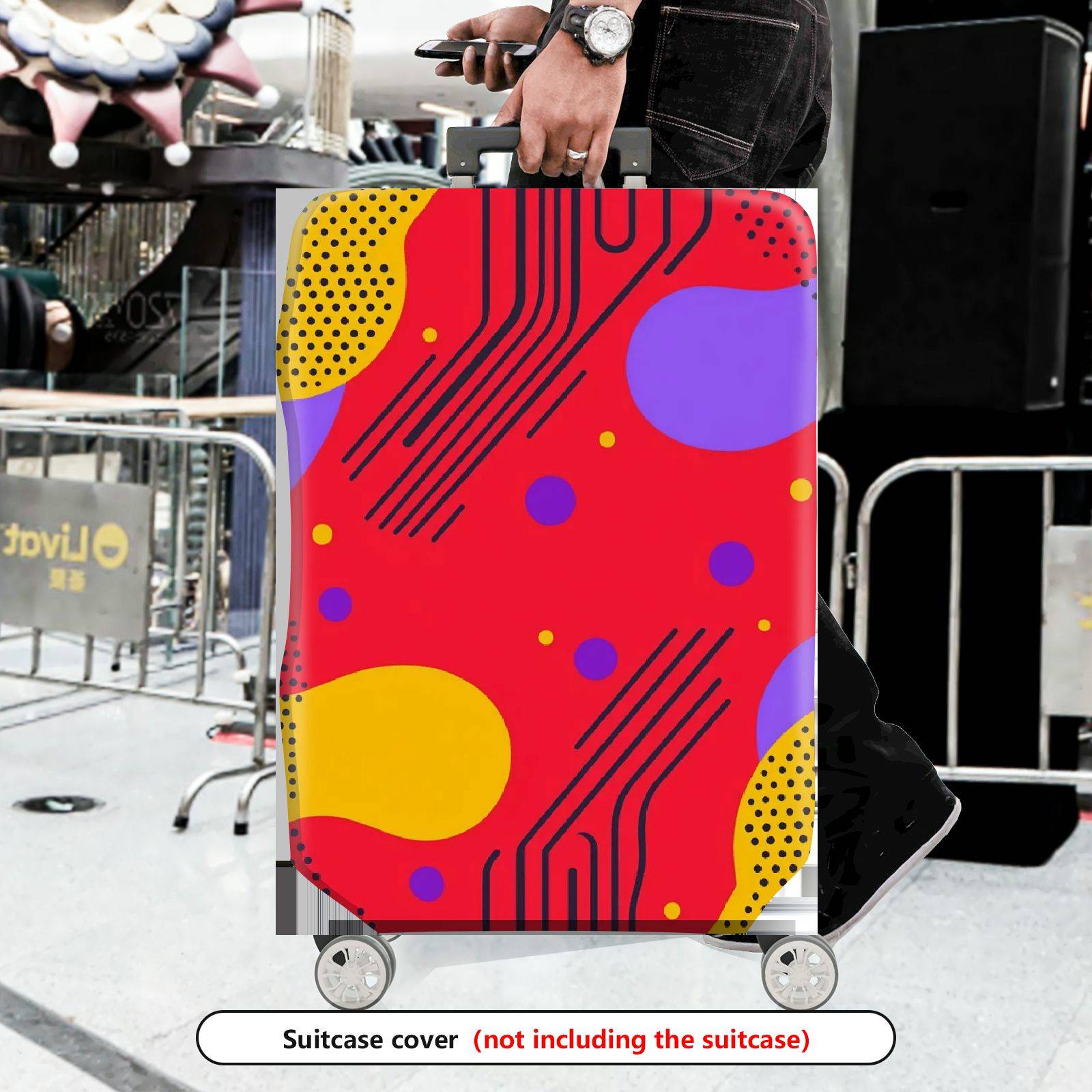 1-Piece Abstract Colorful Geometric Pattern Artistic Graphic Creative  Suitcase Luggage Cover, Stretch Protective Sleeve
