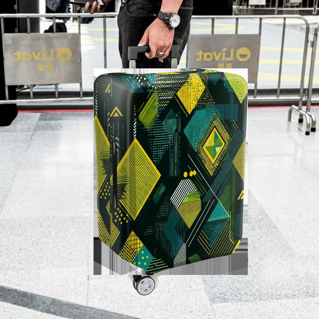 1-Piece Abstract Geometric Colorful Trendy Modern Artistic  Suitcase Luggage Cover, Stretch Protective Sleeve