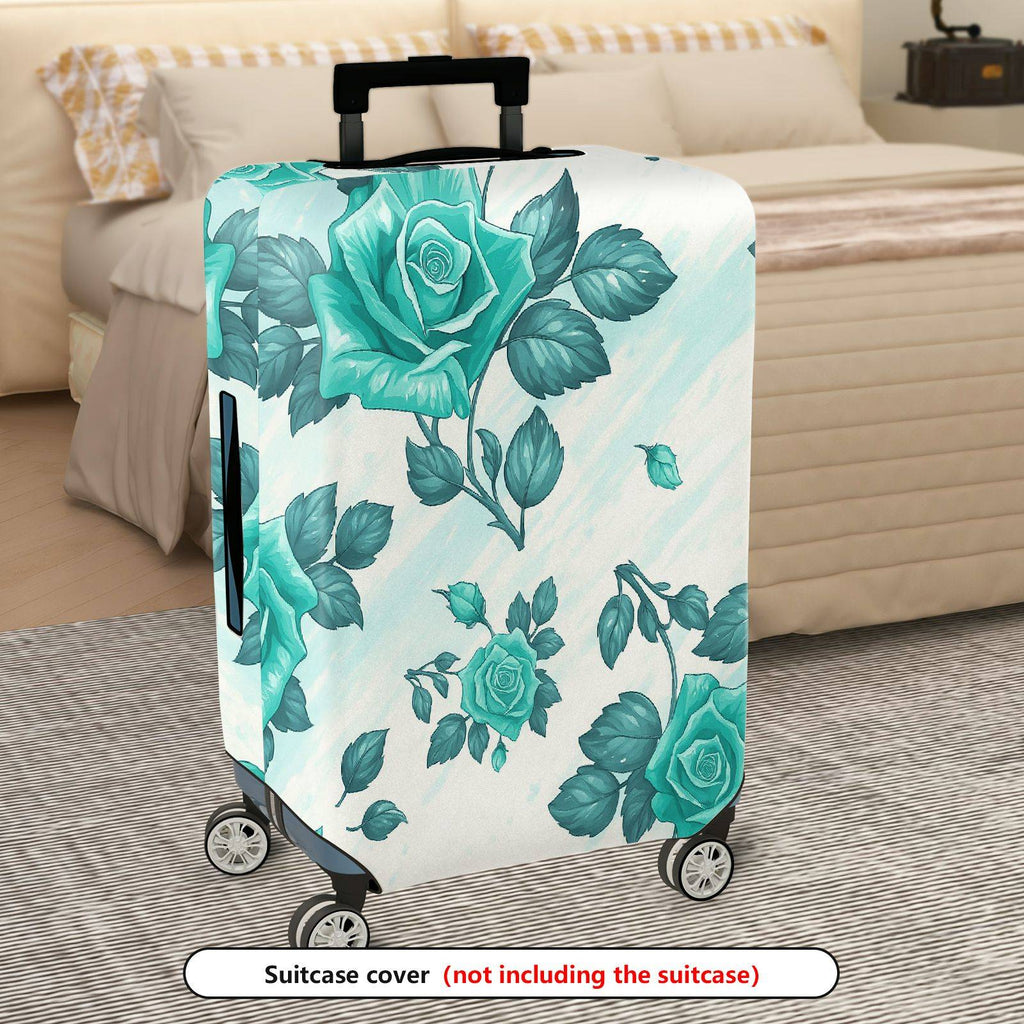 1-Piece Blue Rose Floral Artistic Elegant Stylish Chic  Suitcase Luggage Cover, Stretch Protective Sleeve