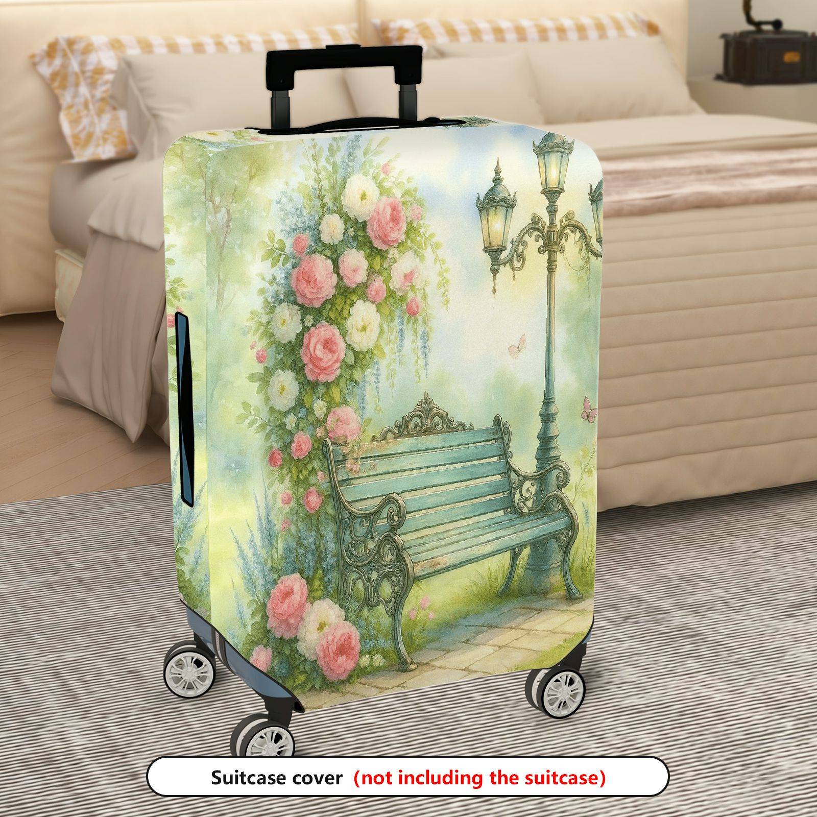 1-Piece Floral Romantic Pastoral Artistic Colorful  Suitcase Luggage Cover, Stretch Protective Sleeve