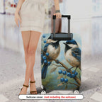 1-Piece Bird Berry Blue Nature Art  Suitcase Luggage Cover, Stretch Protective Sleeve