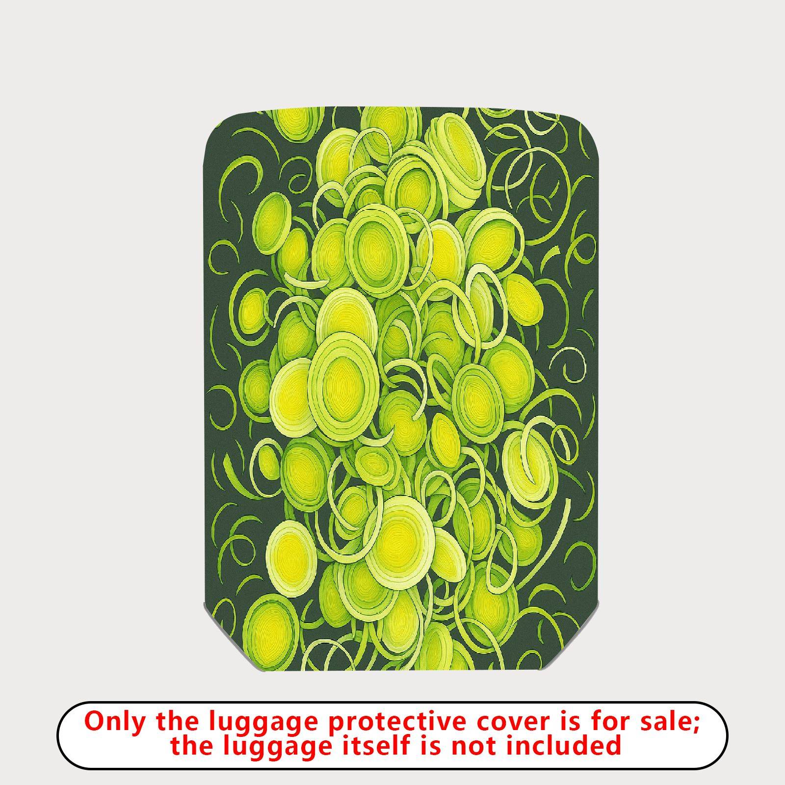 1-Piece Abstract Green Yellow Swirl Circular Artistic Vibrant  Suitcase Luggage Cover, Stretch Protective Sleeve