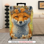 1-Piece Autumn Forest Floral Animal Nature Artistic  Suitcase Luggage Cover, Stretch Protective Sleeve