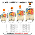 1-Piece Floral Umbrella Watercolor Art Colorful  Suitcase Luggage Cover, Stretch Protective Sleeve