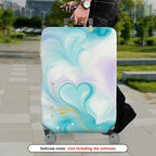 1-Piece Pastel Marble Watercolor Heart Golden Swirl  Suitcase Luggage Cover, Stretch Protective Sleeve