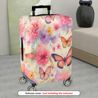 1-Piece Floral Butterfly Pink Abstract Garden Artistic Whimsical  Suitcase Luggage Cover, Stretch Protective Sleeve