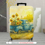 1-Piece Summer Sunflower Farm Vintage Truck Nature Art  Suitcase Luggage Cover, Stretch Protective Sleeve