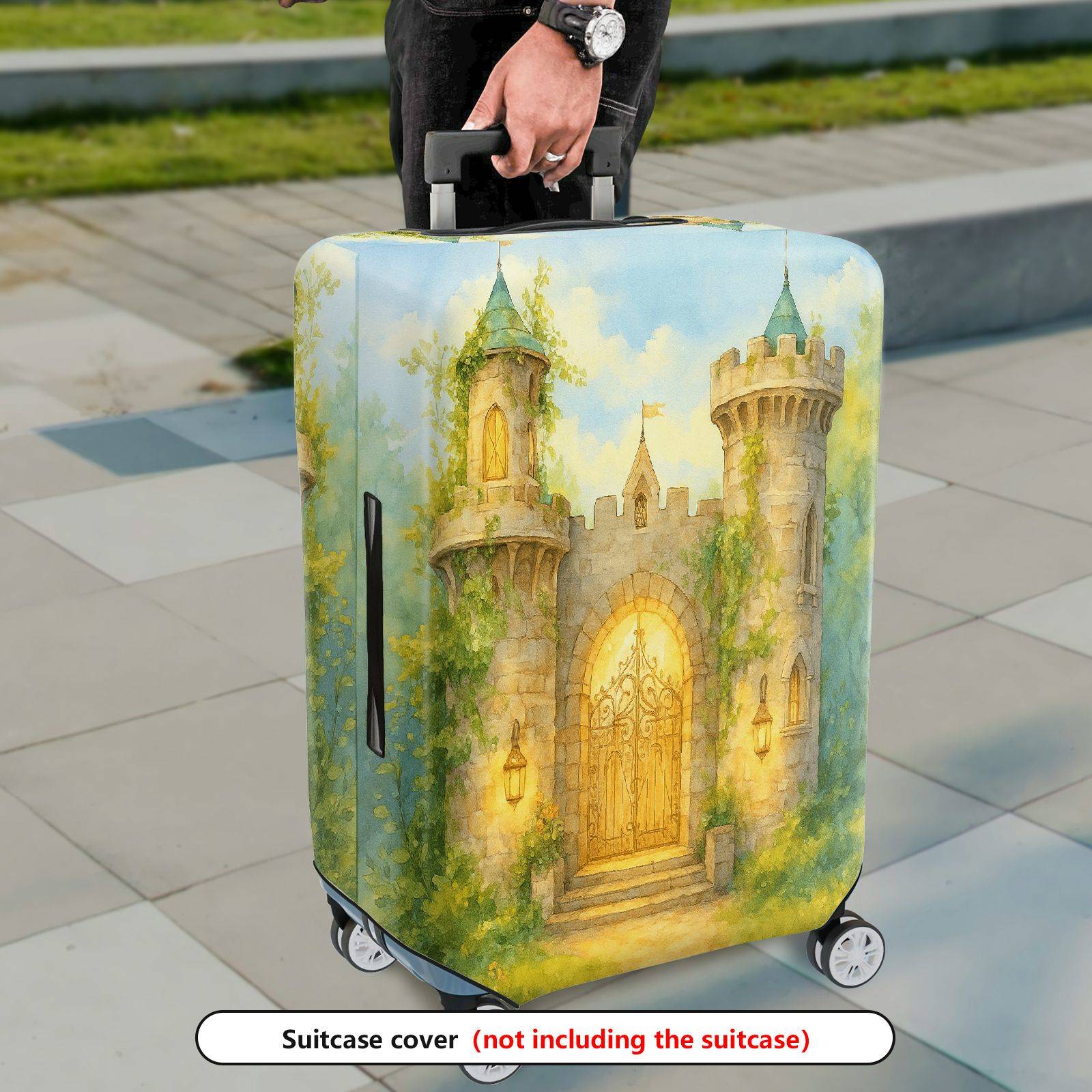 1-Piece Castle Vintage Artistic Fantasy Fairytale Scenic  Suitcase Luggage Cover, Stretch Protective Sleeve