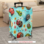 1-Piece Colorful Fun Bugs Ladybug Flowers Butterfly  Suitcase Luggage Cover, Stretch Protective Sleeve