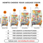 1-Piece Fountain Floral Butterfly Colorful Nature Art  Suitcase Luggage Cover, Stretch Protective Sleeve