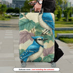 1-Piece Blue Bird Leaves Nature Vintage Art  Suitcase Luggage Cover, Stretch Protective Sleeve