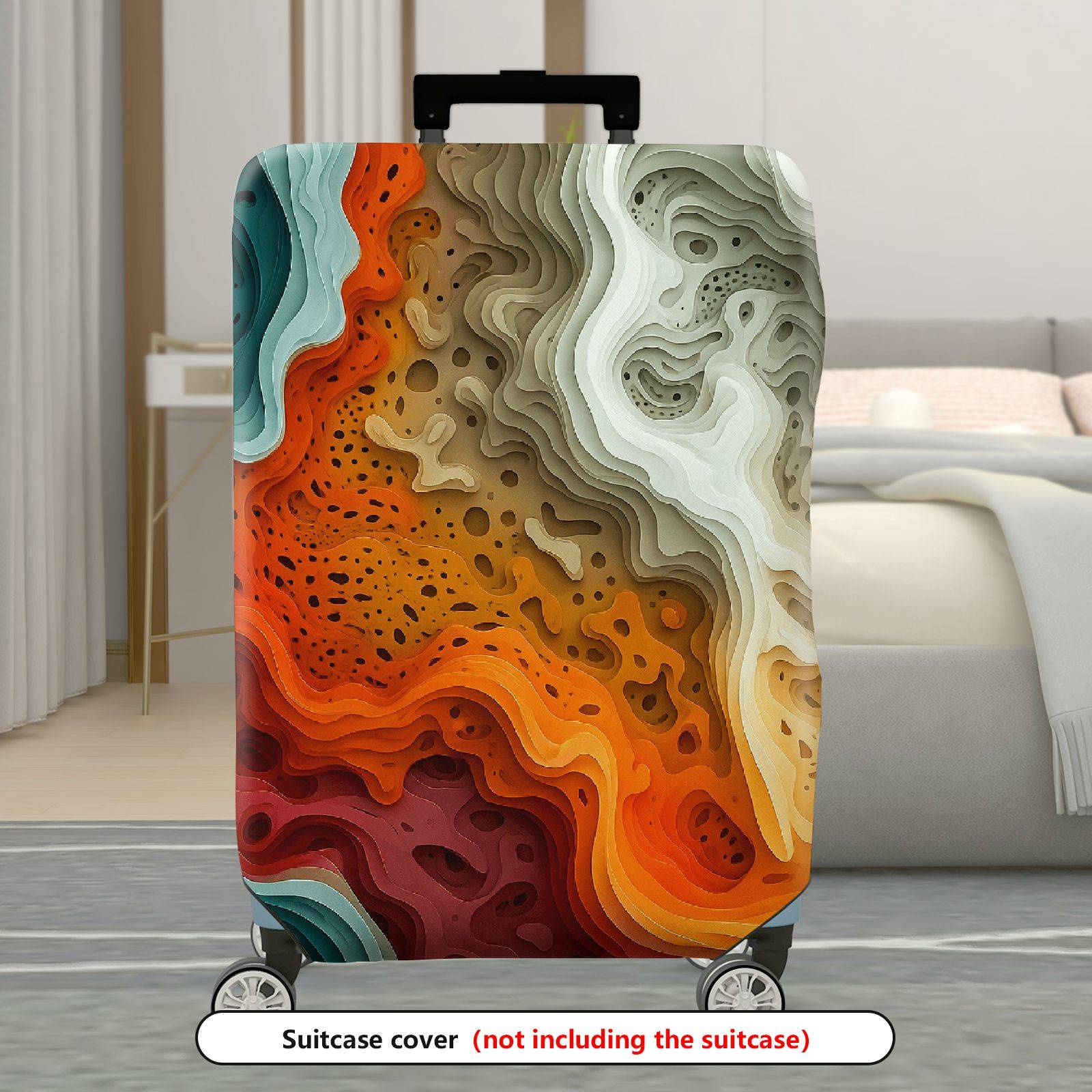 1-Piece Abstract Artistic Colorful Waves Swirls Patterns  Suitcase Luggage Cover, Stretch Protective Sleeve