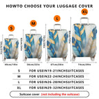 1-Piece Blue Beige Feather Golden Artistic Floral Abstract  Suitcase Luggage Cover, Stretch Protective Sleeve