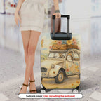 1-Piece Pastoral Flowers Vintage Car Animal  Suitcase Luggage Cover, Stretch Protective Sleeve