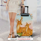 1-Piece Deer Tree Flowers Grass Family  Suitcase Luggage Cover, Stretch Protective Sleeve