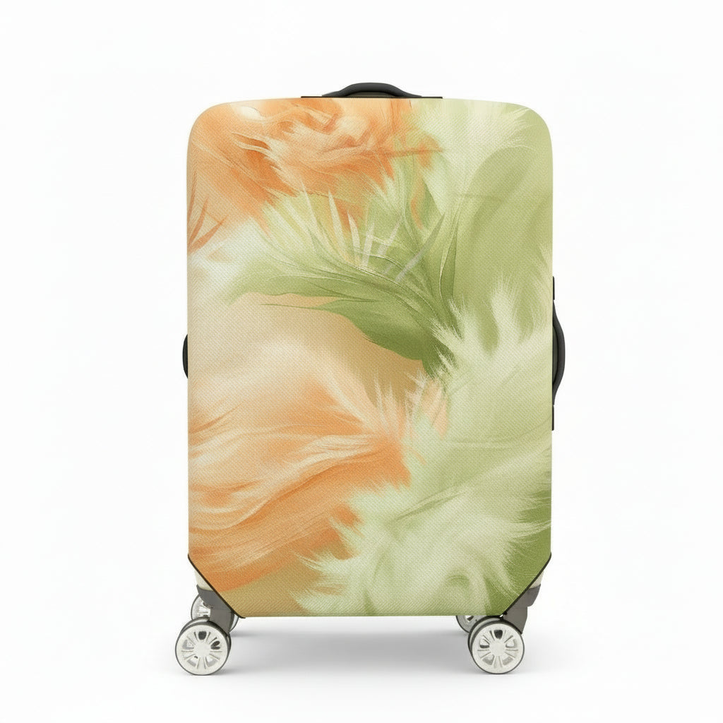 1-Piece Abstract Feather Pattern Pastel Art Style Vibrant  Suitcase Luggage Cover, Stretch Protective Sleeve
