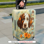 1-Piece Dog Floral Artistic Luggage Travel Design  Suitcase Luggage Cover, Stretch Protective Sleeve