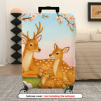 1-Piece Deer Tree Flowers Grass Family  Suitcase Luggage Cover, Stretch Protective Sleeve