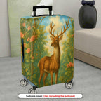 1-Piece Deer Flowers Forest Nature Scenic  Suitcase Luggage Cover, Stretch Protective Sleeve