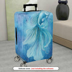 1-Piece Fish Ocean Blue Artistic Watercolor Unique  Suitcase Luggage Cover, Stretch Protective Sleeve