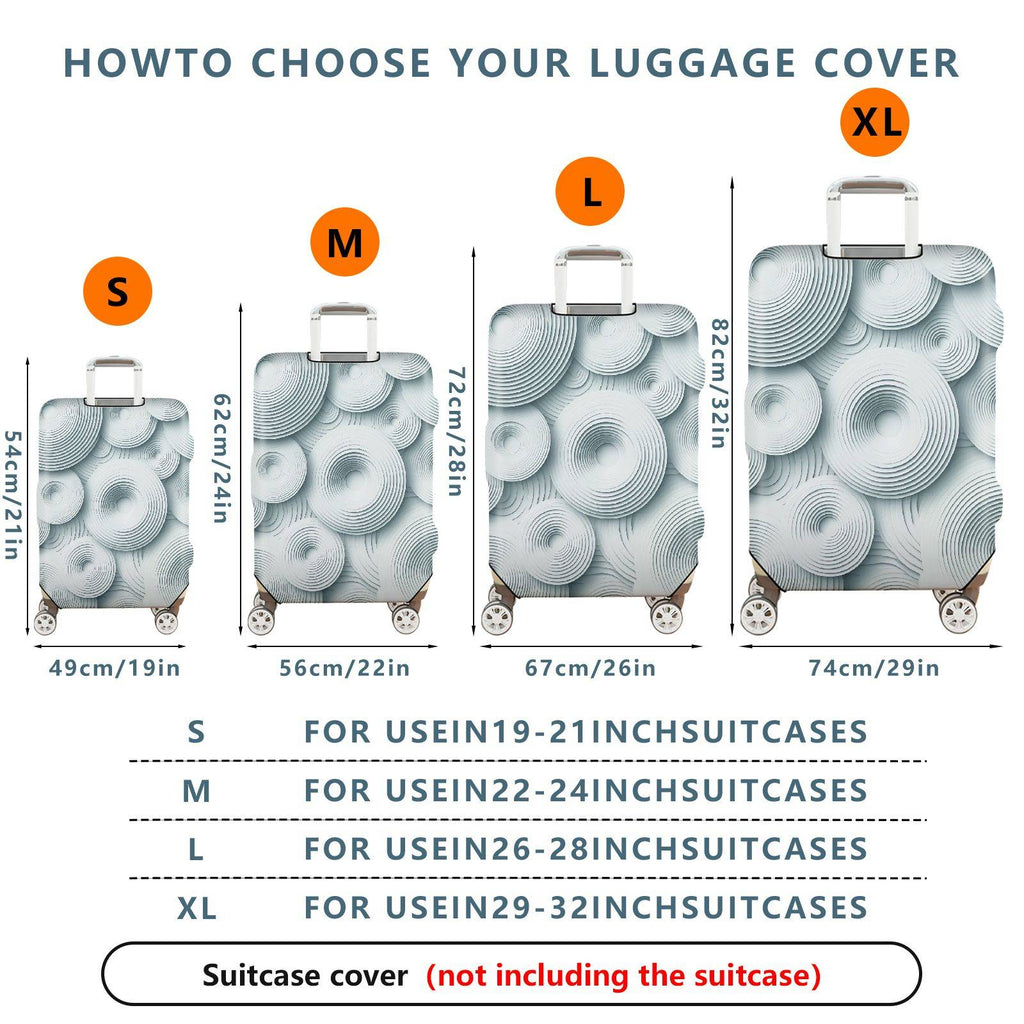 1-Piece Abstract Geometric 3D Pattern Light Grey Circles  Suitcase Luggage Cover, Stretch Protective Sleeve