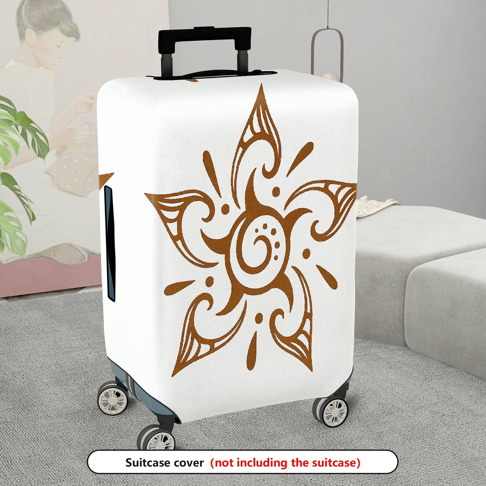 1-Piece Abstract Floral Geometric Mandala Art Bohemian  Suitcase Luggage Cover, Stretch Protective Sleeve