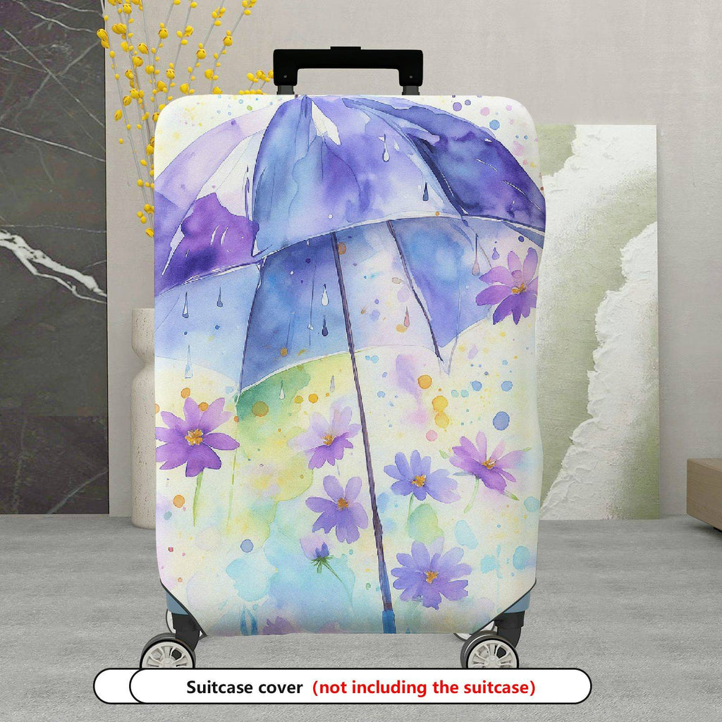 1-Piece Umbrella Floral Watercolor Abstract Colorful  Suitcase Luggage Cover, Stretch Protective Sleeve