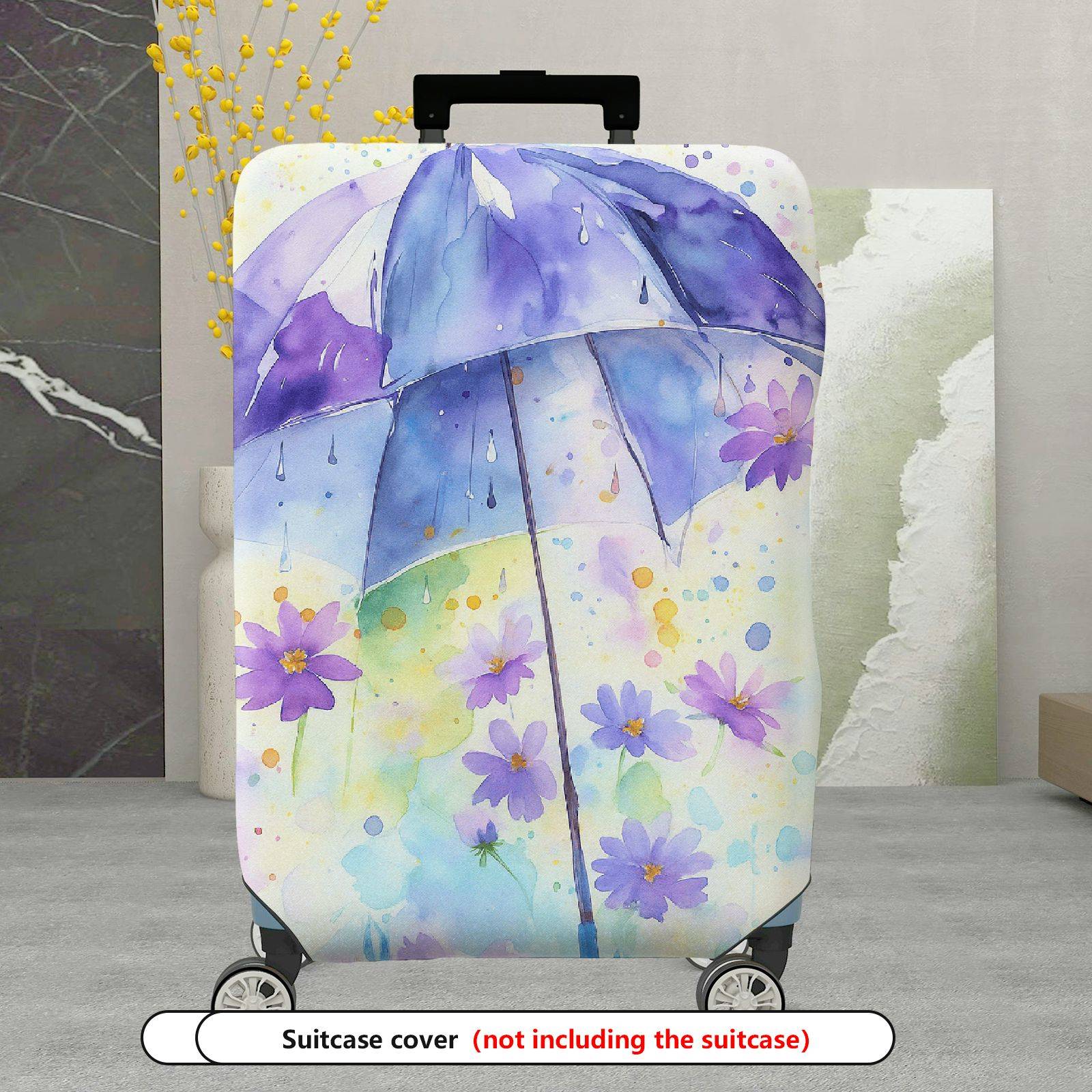 1-Piece Umbrella Floral Watercolor Abstract Colorful  Suitcase Luggage Cover, Stretch Protective Sleeve